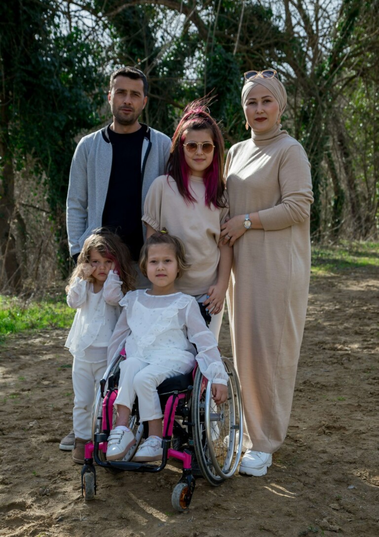 A family posing for a photo.